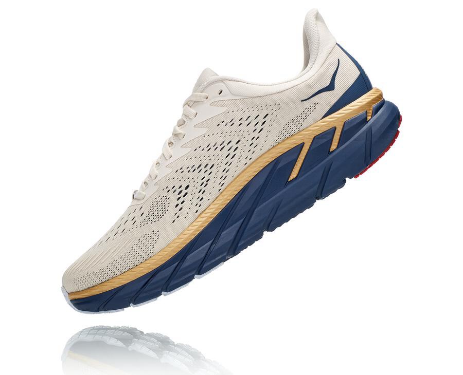 Chaussure Running Hoka One One Clifton 7 Homme - Blanche/Bleu - BSY-053287